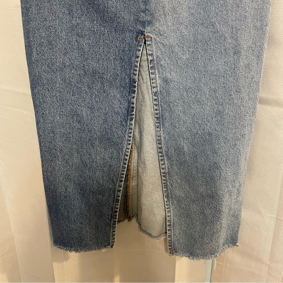 ZARA THE 90s PATCHWORK JEAN MAXI STRAIGHT DENIM SKIRT Y2K BOHOCORE XS - Picture 6 of 7